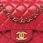 Lambskin Quilted Mini Rectangular Flap Dark Pink