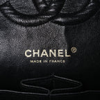 Caviar Quilted Medium Double Flap Black