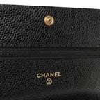 Caviar Quilted Wallet on Chain WOC Black