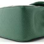 Metallic Caviar Quilted Jumbo Double Flap Green