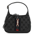 X BALENCIAGA BB Monogram Calfskin Web Mini Jackie 1961 Hobo Black