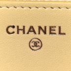 Lambskin Quilted Enamel Wallet On Chain WOC Yellow