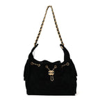 Suede Quilted Small Chanel 25 Handbag Black
