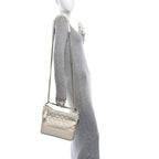 Patent Goatskin Quilted Medium Gabrielle Hobo White