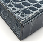 Shiny Niloticus Crocodile Kelly Elan Pochette Bleu Tempete