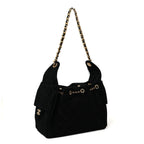 Suede Quilted Small Chanel 25 Handbag Black