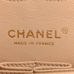 Lambskin Quilted Medium Double Flap Beige