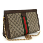 GG Supreme Monogram Web Medium Ophidia Chain Shoulder Bag Brown